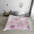 thumbnail image 2 of YFYANG Lightweight Warm Flannel Blanket, Pink Star Texture Throw Blanket for Bed, Sofa, Travel, Camping, 60"x50", 2 of 7