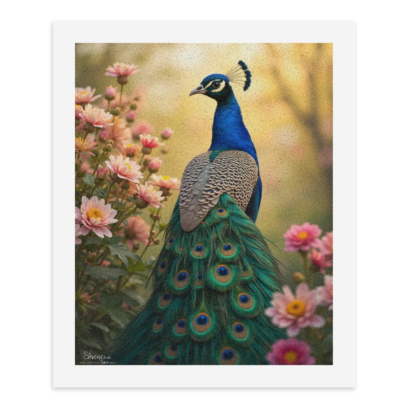 Paint by Numbers Kit for Adults, Peacock Among Floral Blooms Paint by Numbers, Easy Paint by Numbers Kit for Adults Beginner, DIY Adult Paint by Number Kits on Canvas, 12x16in Home Decor