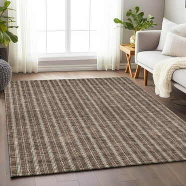 Addison Rugs Chantille Indoor/Outdoor Transitional Stripes Brown Washable Rectangle Rug, 2'6" x 3'10"