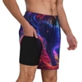 thumbnail image 2 of Honeii Cosmic Cat Psychedelic Journey Print Men's Swim Shorts,Mens Swim Trunks,Breathable Mesh Beach Shorts for Swimming,Surfing, and Beach Activities-Small, 2 of 6