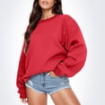 thumbnail image 2 of WZXFASHION Chandail à Capuche à Manches Longues Col Rond Imprimé Lettre Mode pour Femmes Chandail-Over Économies de Printemps Liquidation Tricot, 2 of 9