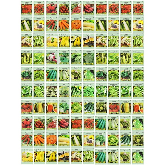 100 Assorted Heirloom Vegetable Seeds 100% Non-GMO (100, Deluxe Assorted Vegetable Seeds)