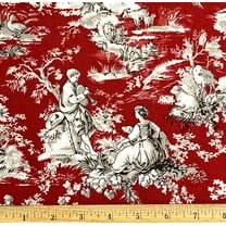 1/2 Yard - Idyllic Day Classic Life on Ruby Red Cotton Duck Upholstery Fabric (Great for Quilting, Sewing, Craft Projects, Throw Pillows & More) 1/2 Yard X 44" Wide