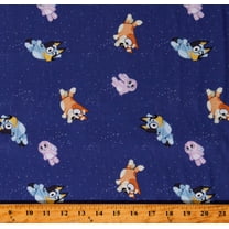 Cotton Bluey Characters Goodnight Bluey Sky Space Stars Galaxy Kids Cartoon TV Show Blue Cotton Fabric Print by the Yard (78288-A620715)