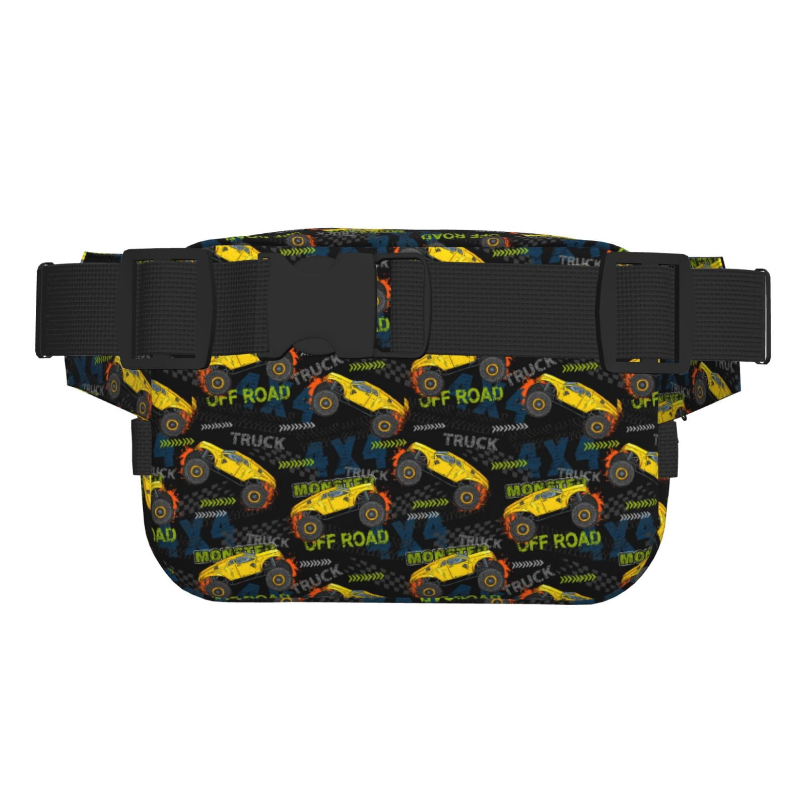 Picia Monster Truck1 Print Square Double-Layer Waist Bag Mini Adjustable Waist Belt Bag Exercise Running Travel Hiking