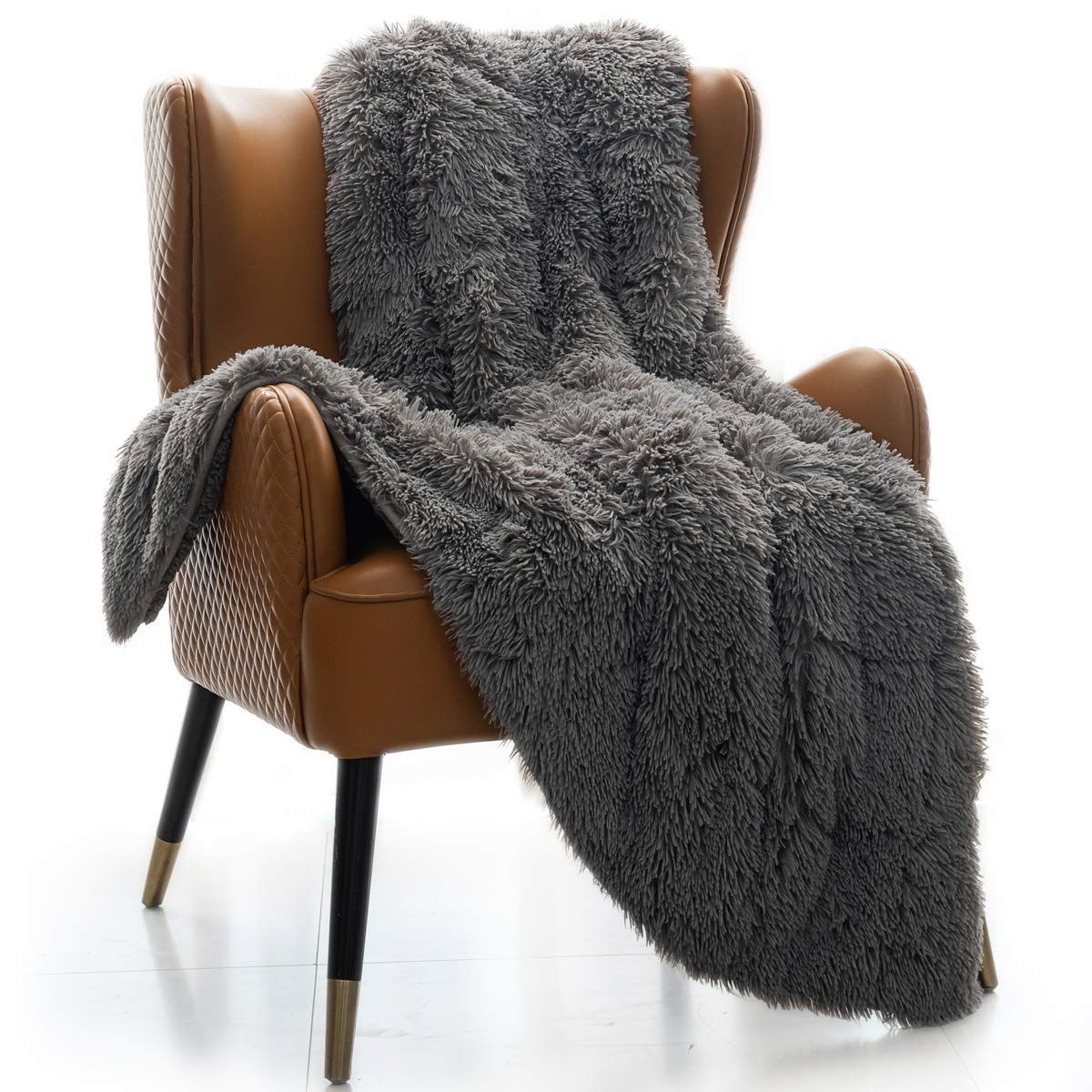 Mr. Sandman Shaggy Faux Fur Weighted Blanket 15 lbs for Adult, Luxury Long Fur and Warm Soft