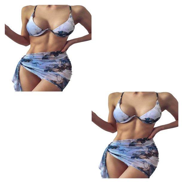 Naiovety Traje de baño de verano para mujer, traje de baño de tres piezas teñido dividido con cable acolchado, traje de baño de viaje para vacaciones Type4 NO4 Naiovety CBP221217
