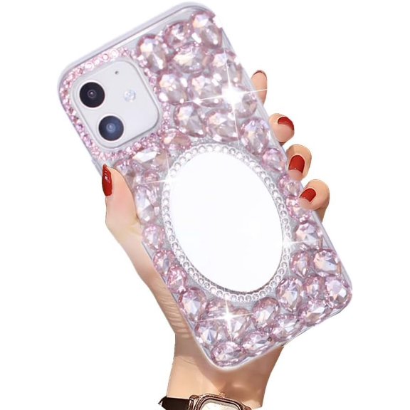 iPhone 12 /iPhone 12 Pro Luxury Case, 3D Handmade Bling Rhinestone Mirror, Diamond Soft TPU Bumper for Women with iPhone 12 /iPhone 12 Pro 6.1''
