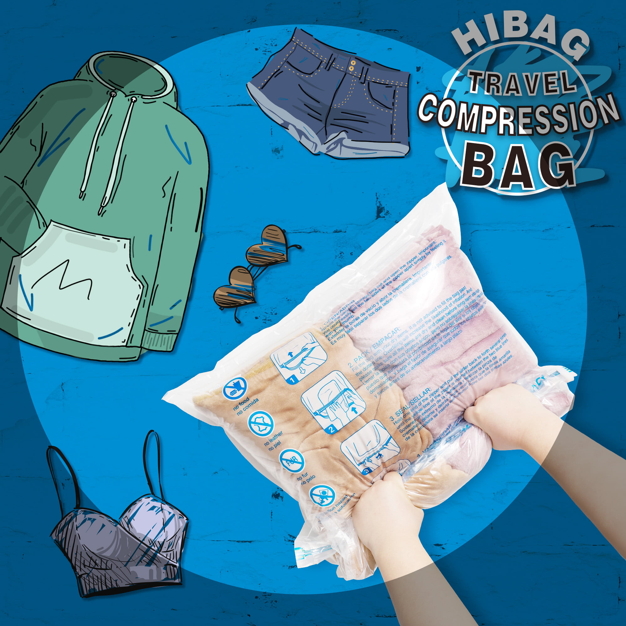 HIBAG 12 Compression Bags for Travel, Travel Essentials Compression Bags,  Vacuum Packing Space Saver Zipper Bags for Cruise Travel Accessories  (12-Travel) - Yahoo Shopping
