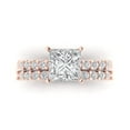 thumbnail image 2 of 2.66 ct Brilliant Princess Cut Moissanite 18K Rose Gold Solitaire with Accents Engagement Bridal Wedding Ring Band Set size 11, 2 of 7