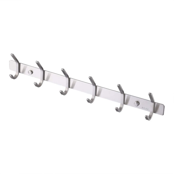 Perchero de baño Laklulu de acero inoxidable SUS304 con 6 ganchos para montaje en pared, acabado cepillado, AH203H6-2