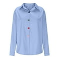 thumbnail image 5 of Womens Fall Clothes, Long Sleeve Shirts for Women Casual Loose Fit Solid Color Lapel Button Down Dressy Blouses, 5 of 6