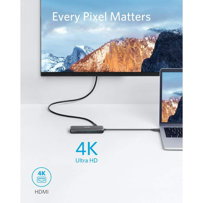 Anker 332 USB-C Hub Adapter 5-in-1 4K HDMI Display 85W Charge for  MacBook/Laptop