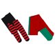 thumbnail image 4 of pares de calcetines navideños a rayas para mujer, verdes, rojos y negros, por encima de la rodilla, calcetines navideños, calentadores de invierno para Navidad, fiestas de Halloween, cosplay, acceso, 4 of 5