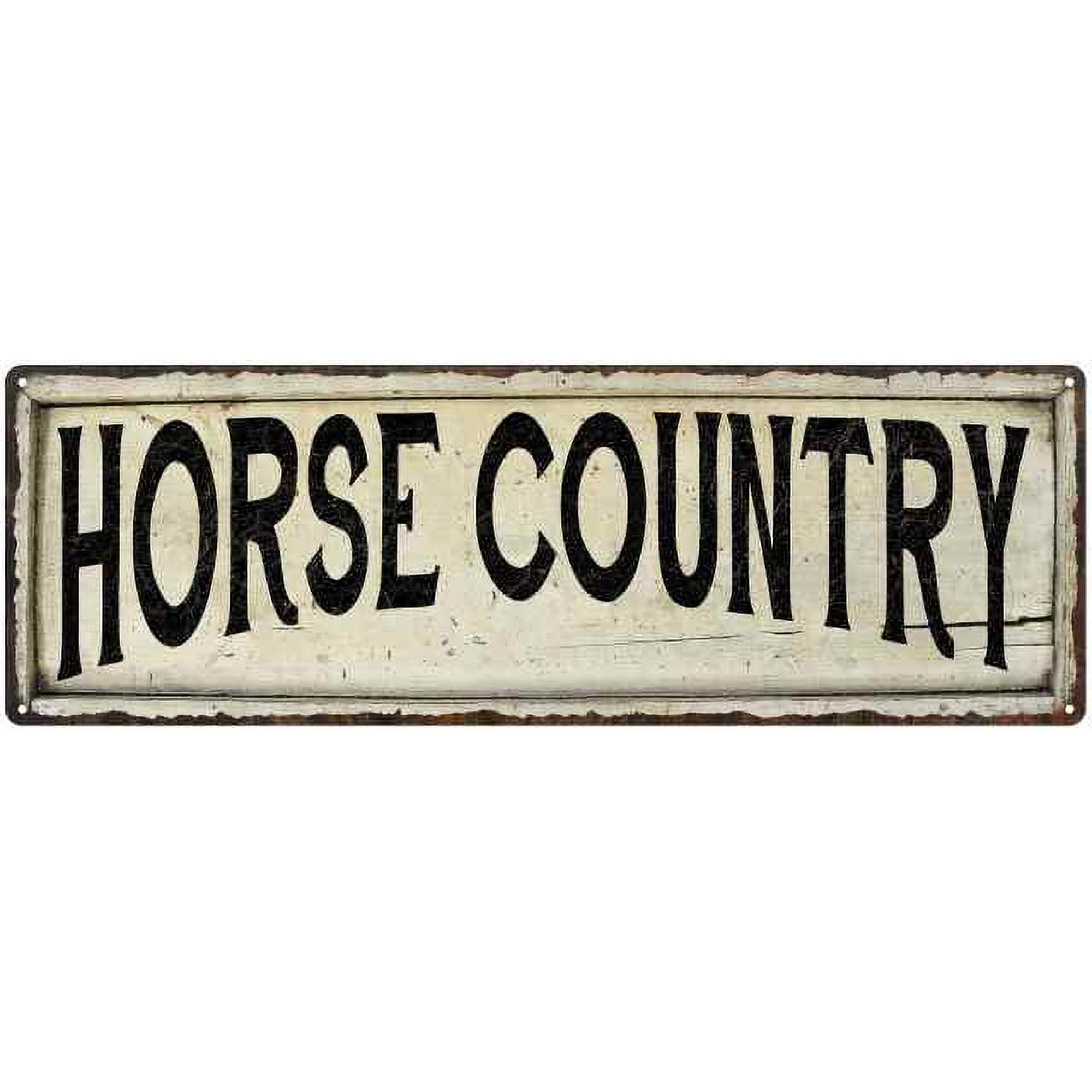 HORSE COUNTRY Farmhouse Style Wood Look Sign Gift 6x18 Metal Decor 106180028197