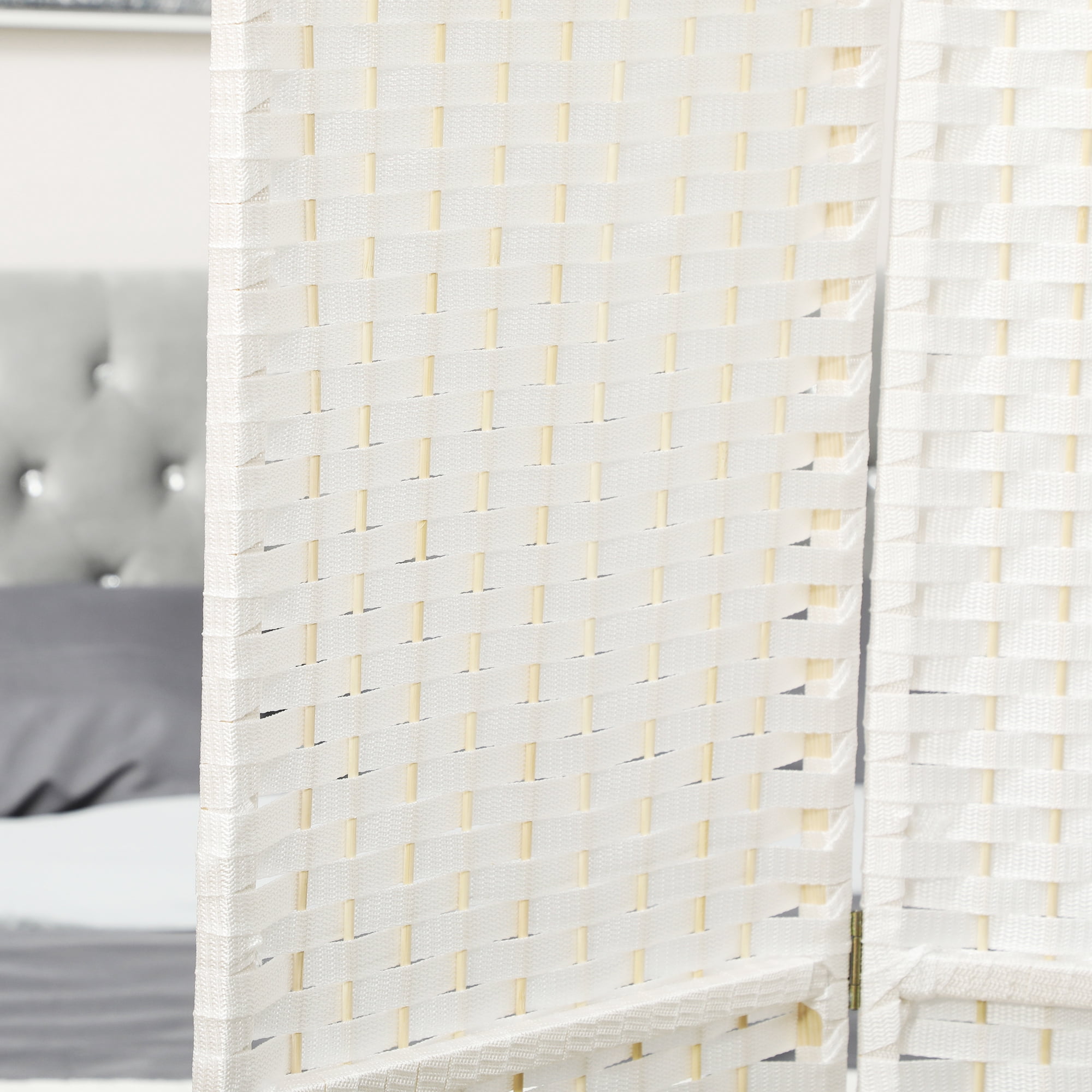 HOMCOM Room Divider, 8 Panel Folding Privacy Screen, 5.6' Tall Freestanding Partition for Home Office, Bedroom, White