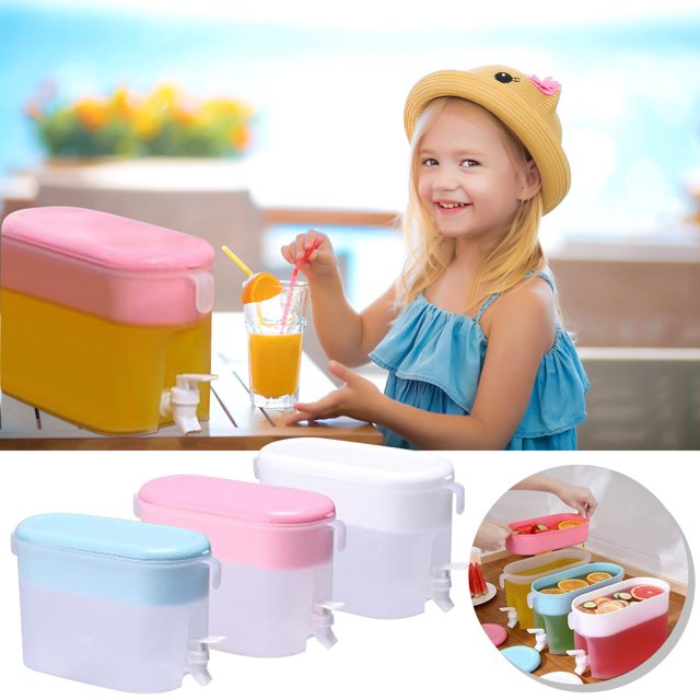 Descuentos Especiales, Hervidor de agua fría con grifo para refrigerador Tetera de frutas Botella de limonada de verano para el hogar Hervidor de agua fría Balde Botella de café frío Akmoler