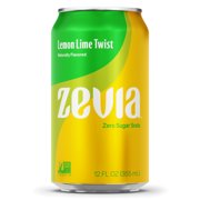 Zevia Zero Sugar Lemon Lime Twist Soda Pop, 12 fl oz, 24 Pack of Cans
