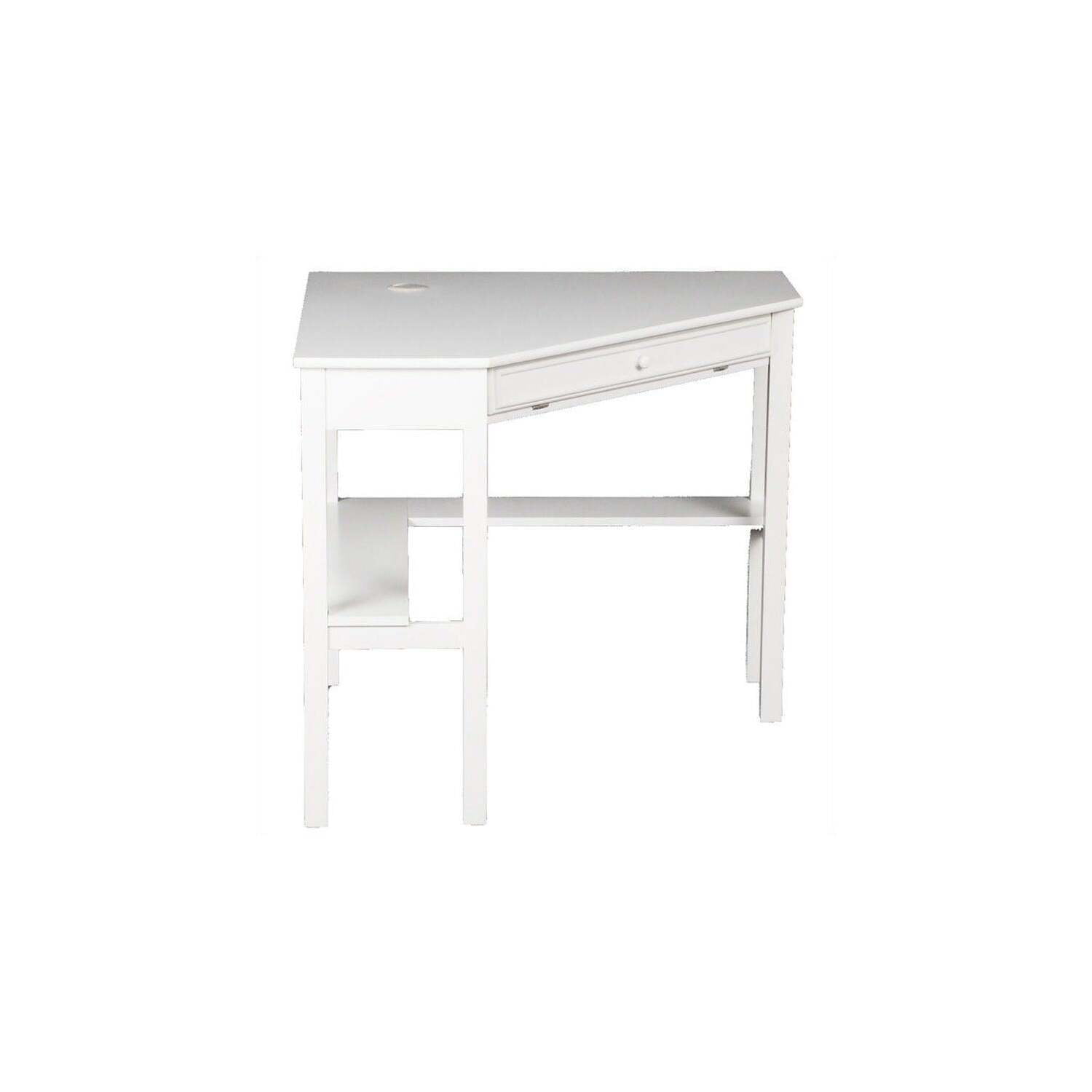 Corner Computer Desk White - Modern L-Shaped Desk with Keyboard Tray & Storage - 48" Wide