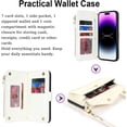 thumbnail image 3 of for iPhone 14 pro max Wallet case with Zipper Card Holders for Women,iPhone 14 pro max Phone Cases Slots Crossbody Flip Folio Book Cover with Credit Card Holder Men case - White, 3 of 12