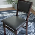 thumbnail image 4 of Linon Triena Set of 2 Folding Chairs Brown Faux Leather Back/Seat in Merlot Wood, 4 of 18