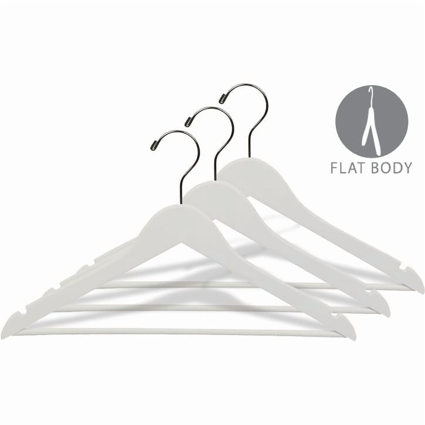 INTERNATIONAL HANGER White Wood Suit Hanger with Solid Wooden Bar, 25 Pack