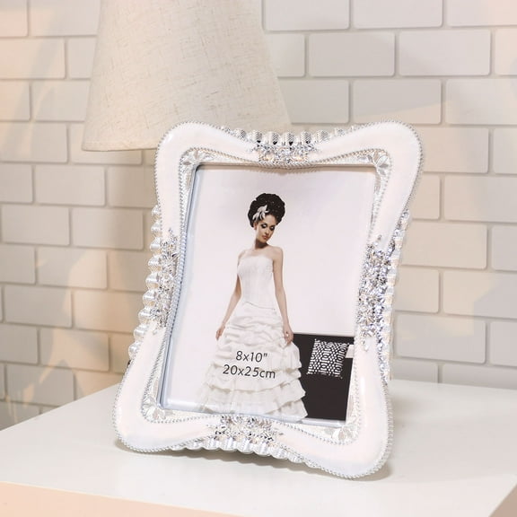 WHAMVOX Silver Resin Photo Frames Set of 3 for Romantic Wedding Anniversary Decor 10 Inches