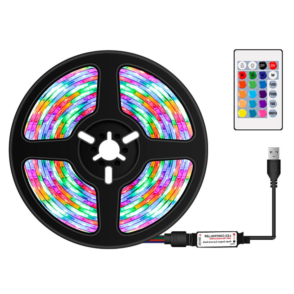 5V 3528 RGB LED Strip USB Light Strips Waterproof TV black lamp Music Controller 