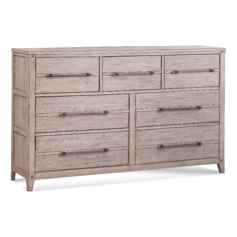 American Woodcrafters Aurora 7Drawer Whitewashed Wood Dresser