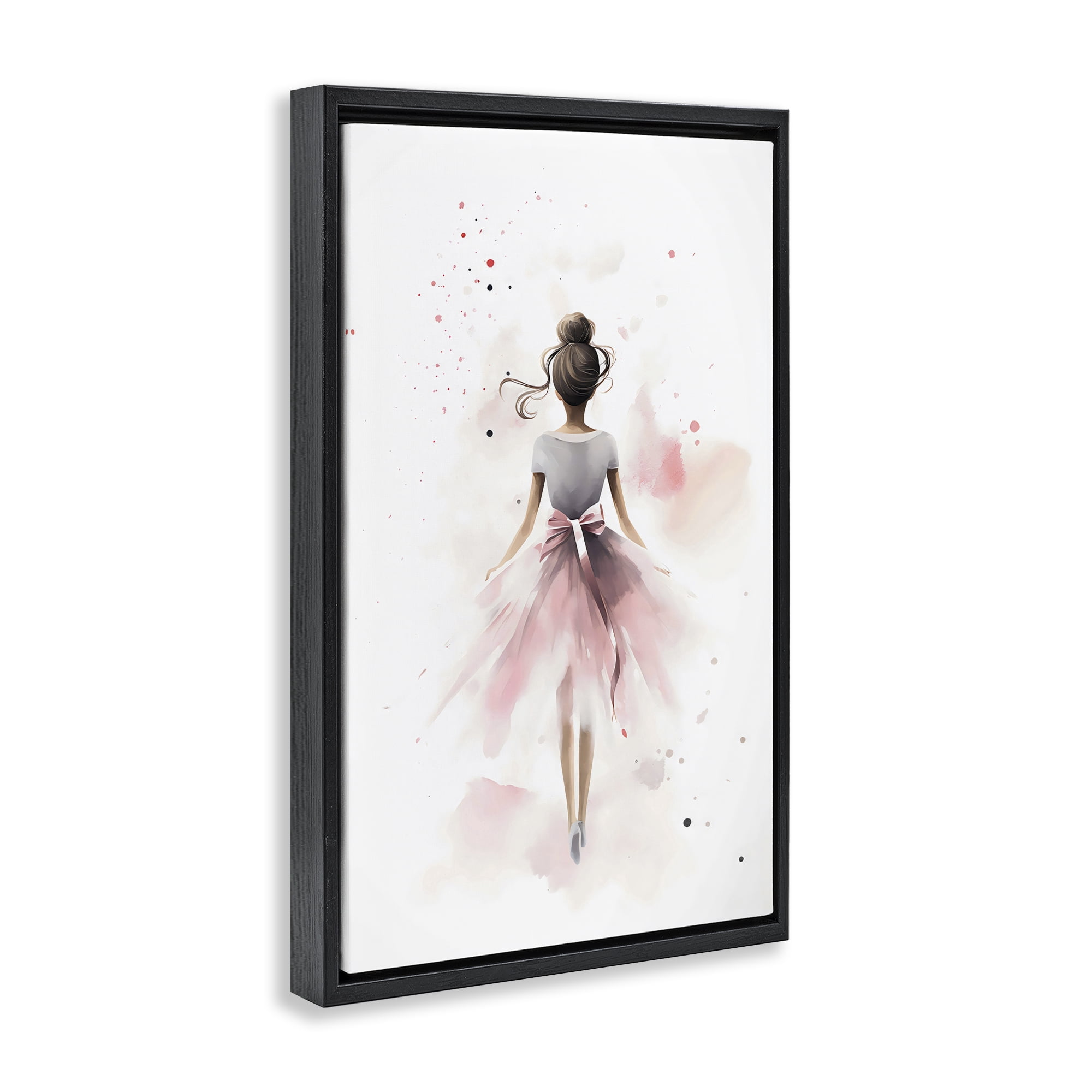 Stupell Industries Speckled Ballerina View Black Framed Floater Canvas Wall Art, design by Creative Studio