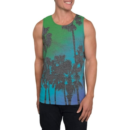 Tropical Nights Mens Burnout Graphic Tank Top