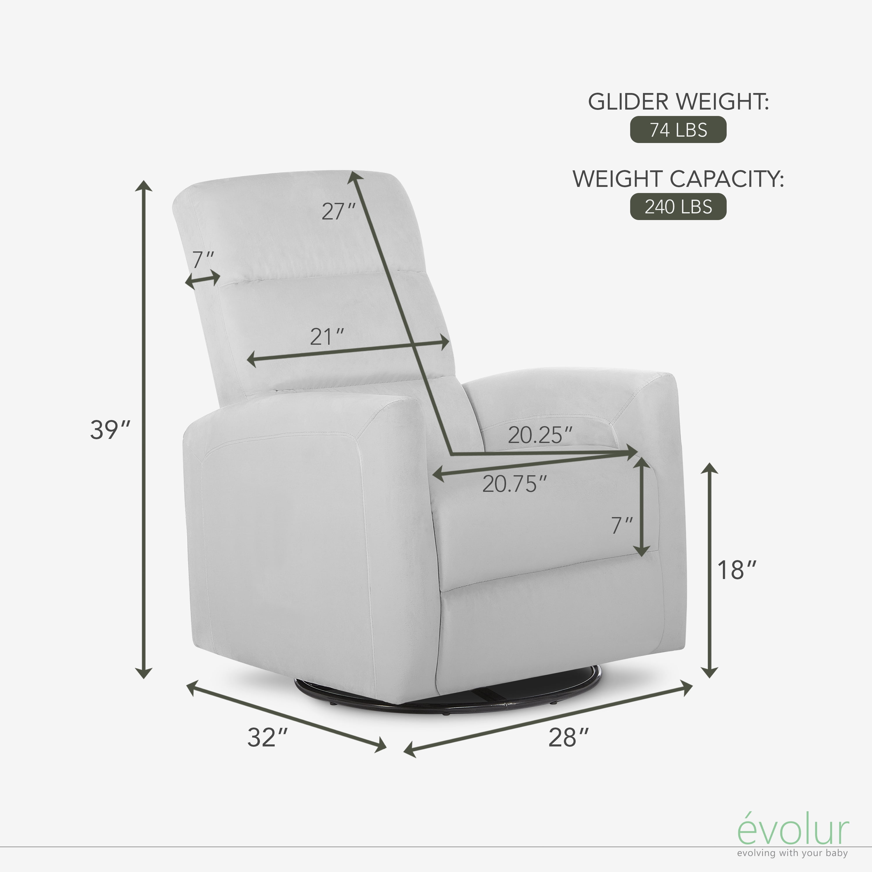 Evolur Reevo Swivel Glider In Misty Grey, Easy assembly