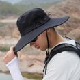 thumbnail image 2 of XIAOCHA Mens Mesh‑Panel Boonie Hat Wide‑Brim Sun Hat Outdoor Fishing Hat,Black, 2 of 4