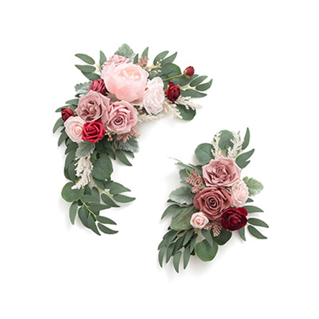 TureClos 2 Pieces Wedding Artificial Arch Flower Fake Flowers Wall Decoration Party Supplies