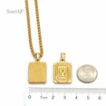 thumbnail image 2 of APIPEE Square Initial Letter Pendant Necklace for Men and Women – 18K Gold Plated Stainless Steel Alphabet Charm on Curb Chain, 2 of 9