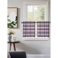 thumbnail image 3 of Purple Black Plaid Tier Curtains 24 Inch Length,Sheer Curtains for Bedroom Living Room Window Farmhouse Purple Black Checkered Rod Pocket Drapes Kitchen Curtains Small Half Window 27.5"x24" 2 Panels, 3 of 6