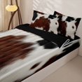 thumbnail image 3 of Erosebridal Animal Cowhide Print Zipper Queen Comforter Set with Fitted Sheet and 2 Pillowcases,Vintage Rustic Style Zipper Bedding Set,Brown Black White,Black Reversible, 3 of 6