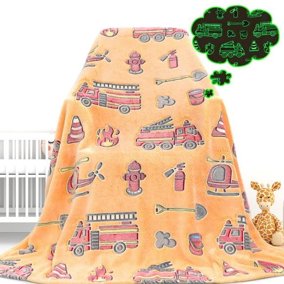 Camiones de bomberos Blanket Gdindff que brillan en la oscuridad para niños