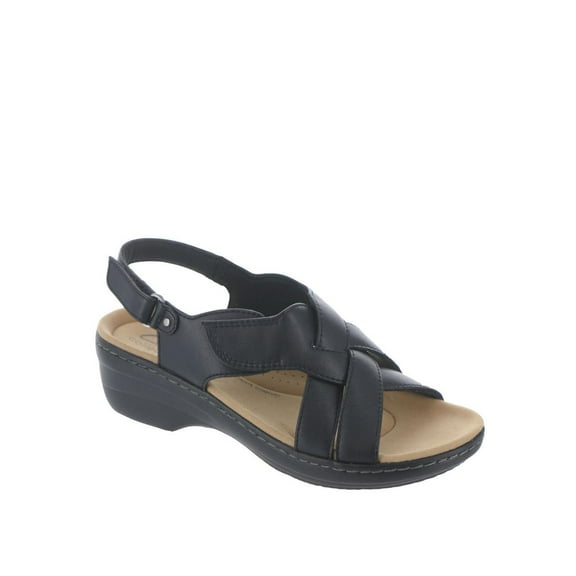 Clarks Womens Merliah Echo Faux Leather Cushioned Footbed Wedge Sandals