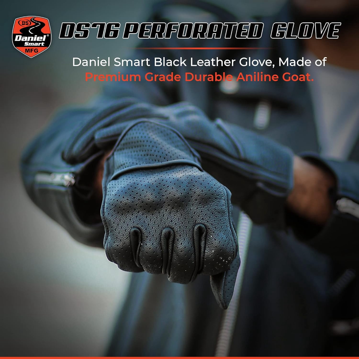 Daniel Smart Leather Gloves - Motorcycle Gloves with Knuckle Protection and Padded Palm