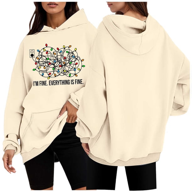 WILLBEST Sudaderas de Mujer con Capucha y Estampado Navideño Chica