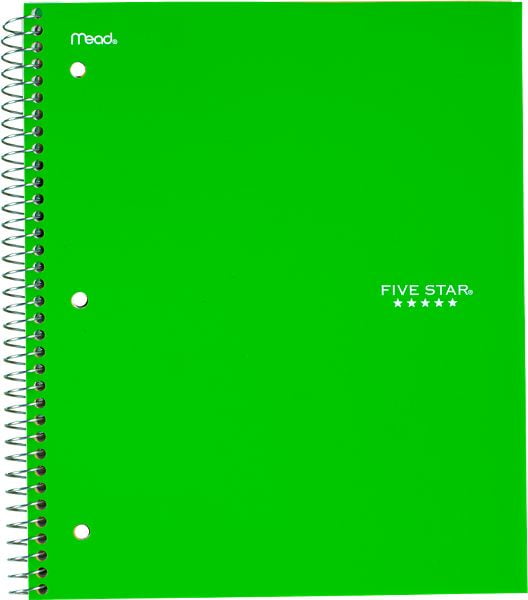Five Star Spiral Notebook, 1 Subject, Graph Ruled Paper, 11" x 81/2
