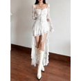 thumbnail image 5 of White Dress With Square Neck And Bell Sleeves, 5 of 22