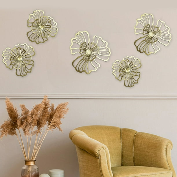 BESTYASH 5Ud Metálica De Pared Con Flores Realistas Para , Jardín Y Regalo De Hogar