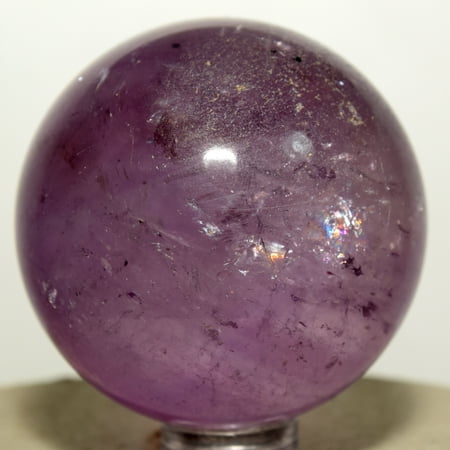 Natural Amethyst Quartz Sphere - 47mm Purple Amethyst Sphere Natural Rainbow Crystal Polished Ball Quartz Mineral Gemstone - China + Plastic Stand