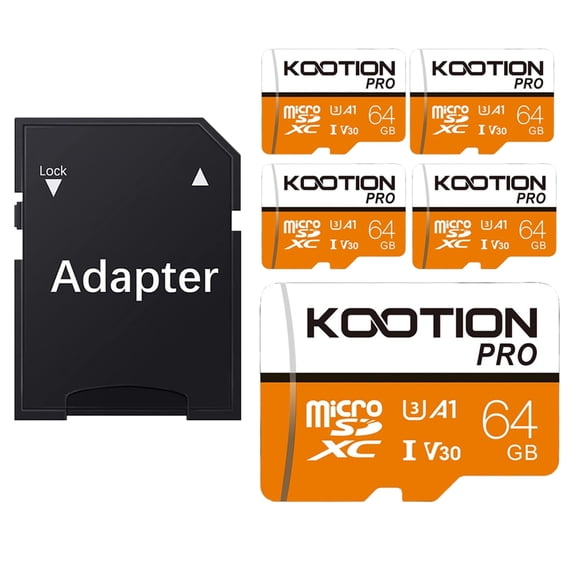KOOTION 5 Pack 64 GB Micro SD Cards TF Card SDXC U3 Memory Cards High Speed microSD Card for Phone Security Camera