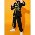 thumbnail image 2 of Xnihocha Kids Boys Girls Kung Fu Suit Unisex Children Dragon Embroidery Tai Chi Outfit Chinese Black 160, 2 of 4