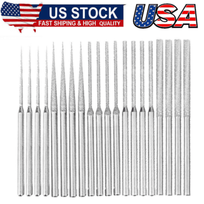20 Pcs Diamond Mounted Bead Reamer, 5 Shapes Diamond Drill Bit, 1/8 Inch Shank
