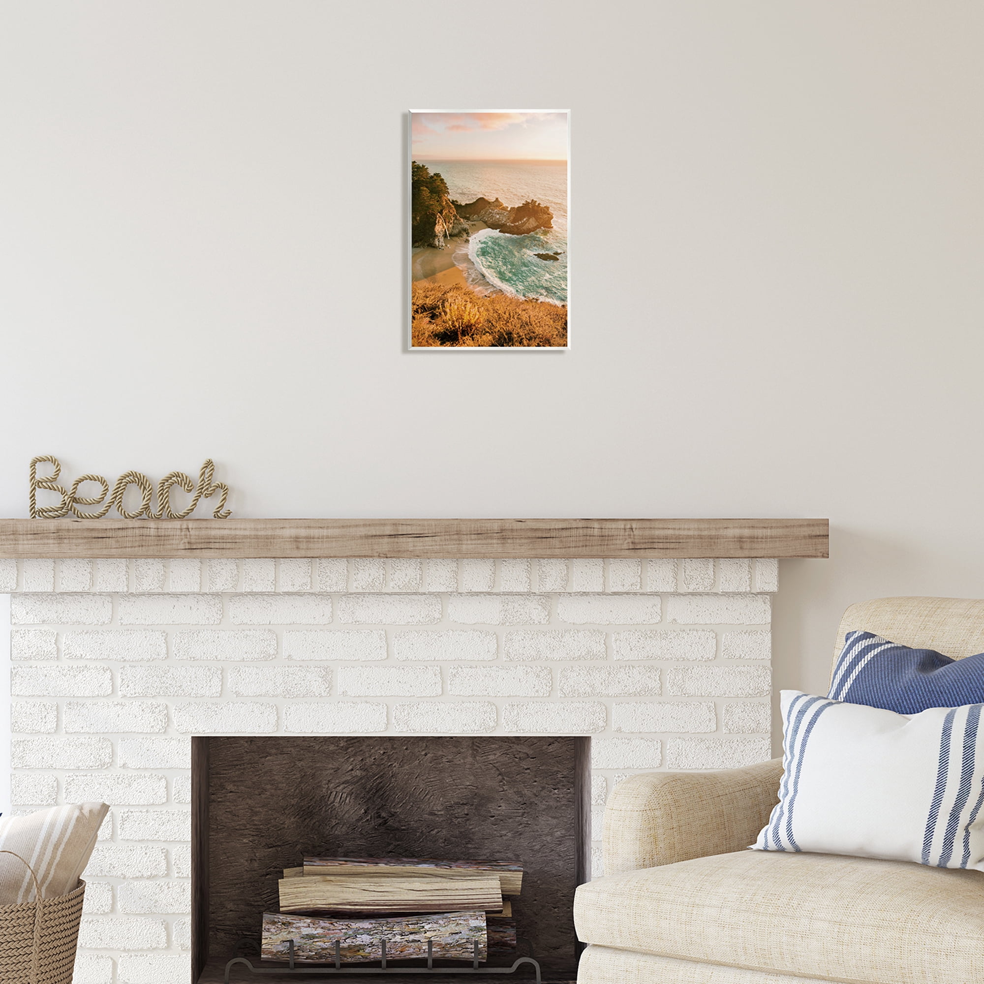 Stupell Industries Waves Crashing Rocky Cove Coastal Photography Unframed Art Print Wall Art