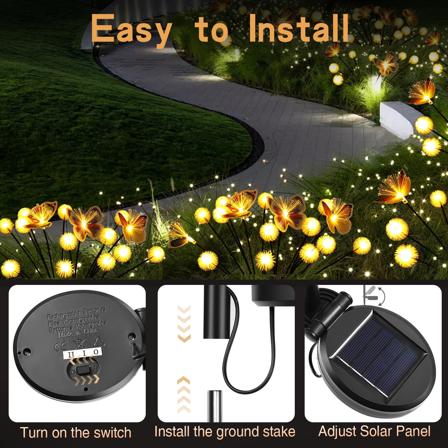 Zacro Solar Garden Lights, 2-Pack LED, Waterproof, 12